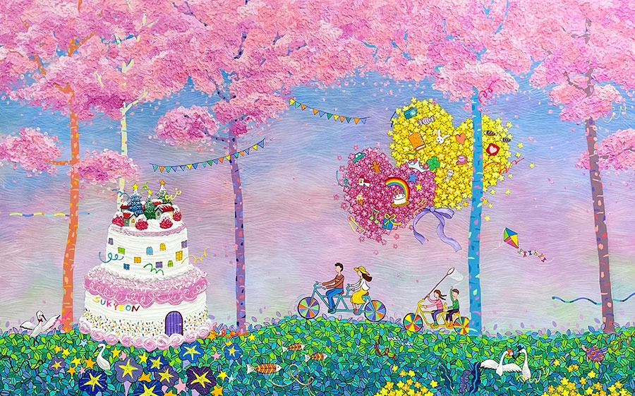 매일매일 크리스마스3 · Mixed media on canvas · 116.8X72.7cm · 2022 ​ · Christmas every day 3 · Mixed media on canvas · 조숙연 · Cho Sukyeon · (이미지 출처 = 아트사월) · (Source = Art Saweol)