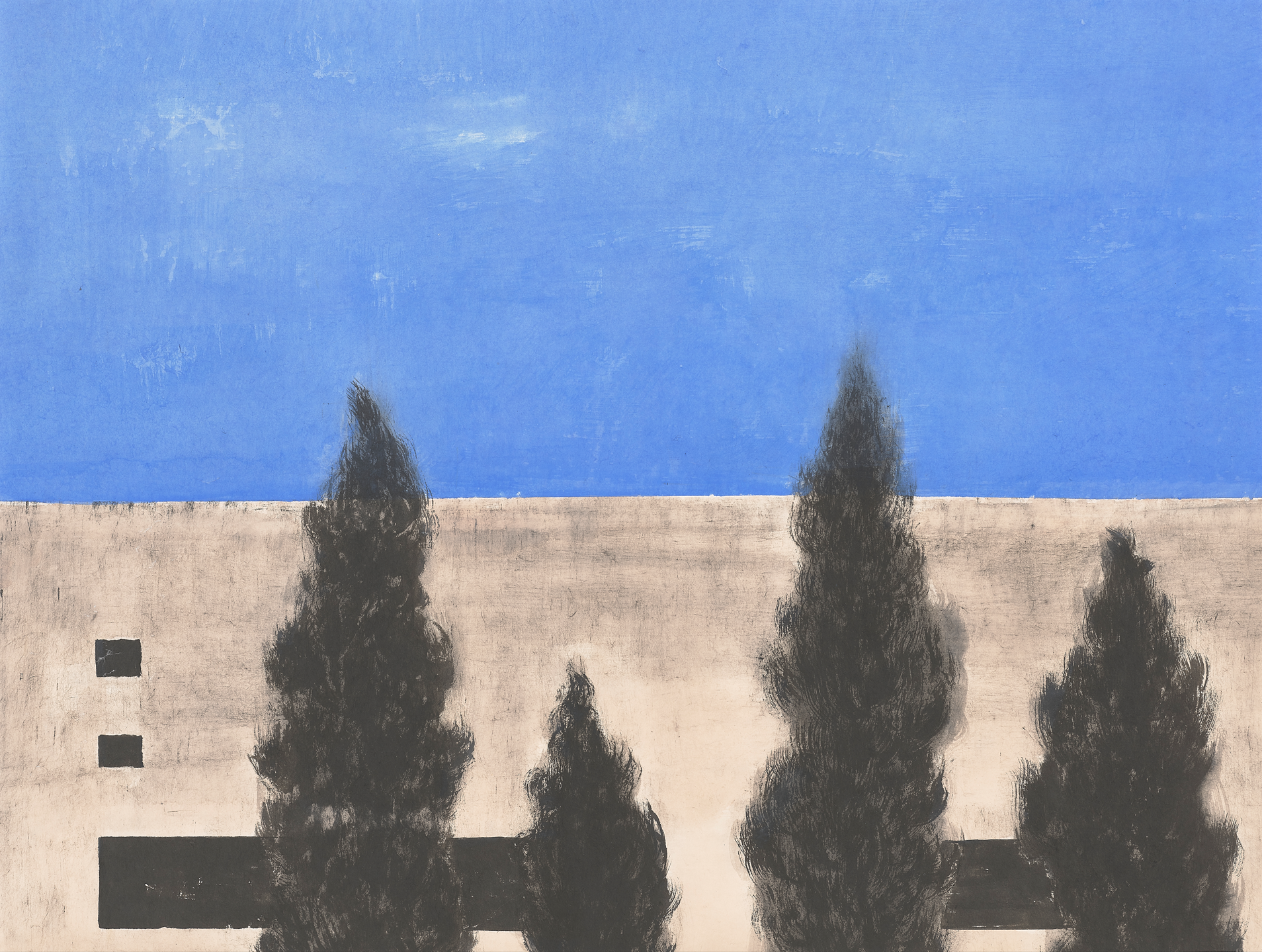 기대다 · 한지에 수묵 채색 · 88.5x65.0cm · 2022 · 김홍성 · Kim Hongseong · (이미지 출처 = 하랑갤러리) · (Source = Harang Gallery)