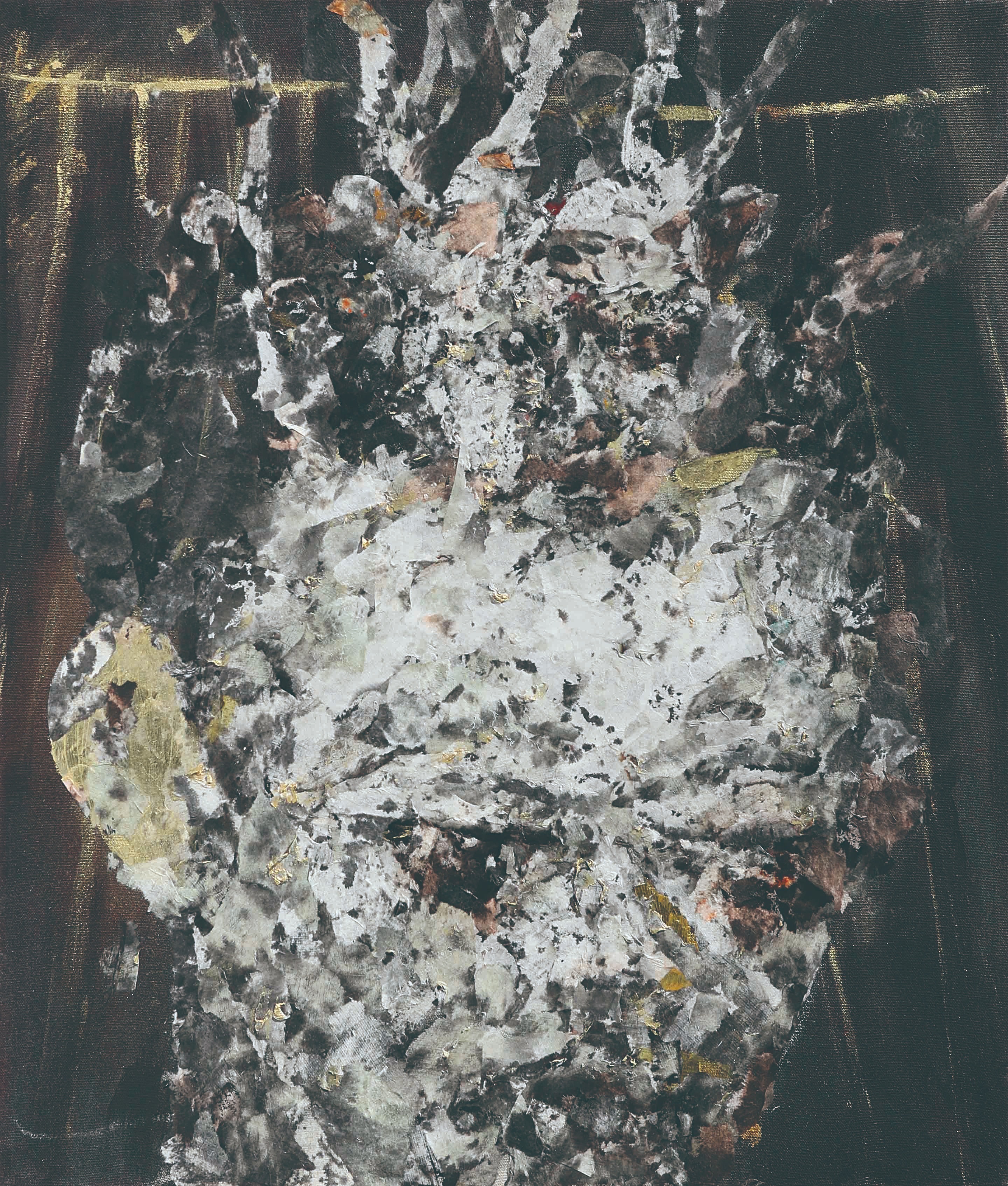 뿔난소년 · 광목천에 한지콜라주, 수성안료 · 53x45cm · 2023 · 김명진 · Kim Myungjin · (이미지 제공 = 이상원미술관) · (Source = Lee Sangwon museum)