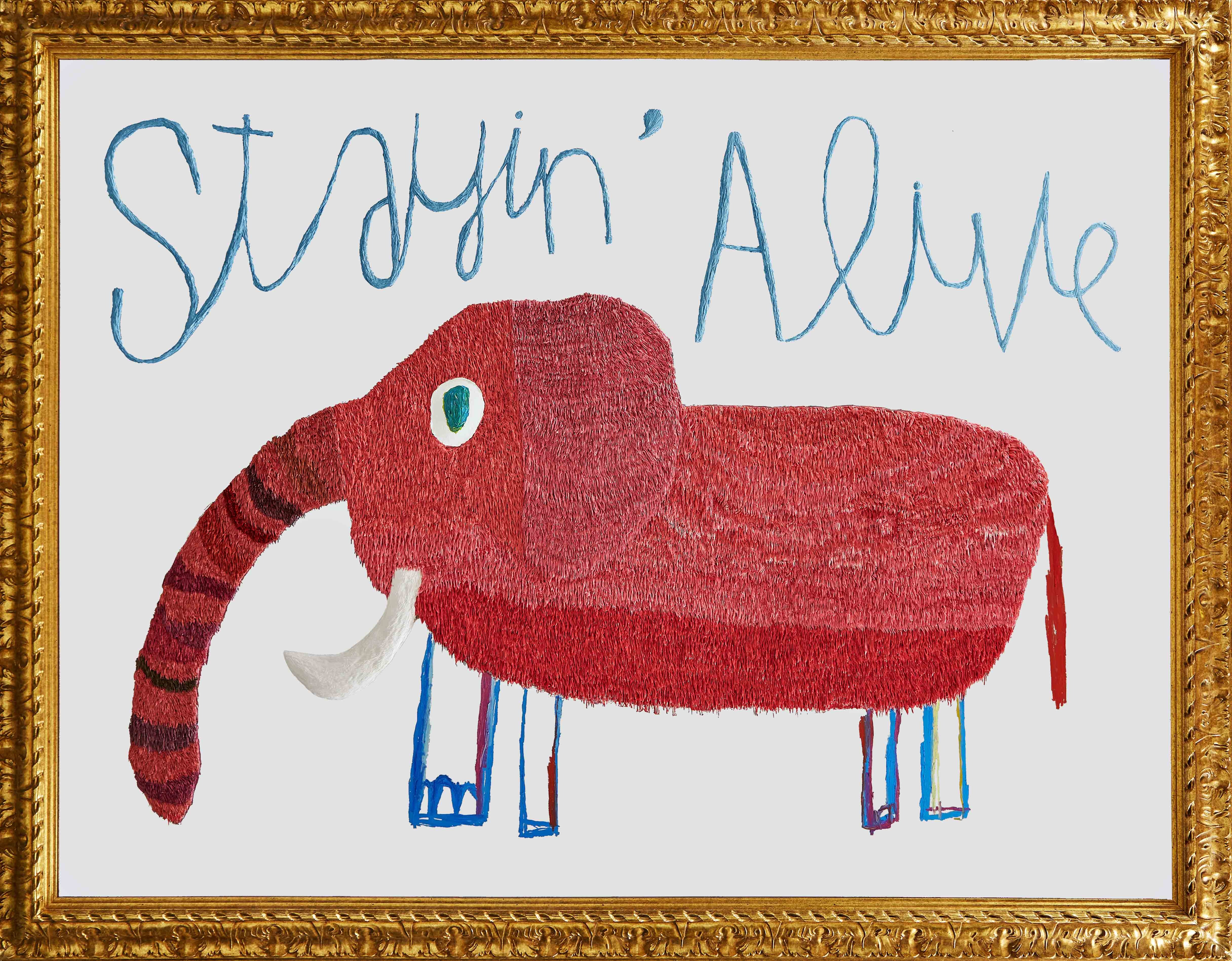 Stayin' Alive(Mammoth) · Oil on Chrome · 200x150cm · 2023 · Stayin' Alive(Mammoth) · Oil on Chrome · 우국원 · Woo Kukwon · (이미지 제공 = 아트레시피) · (Source = Kolon Motors)
