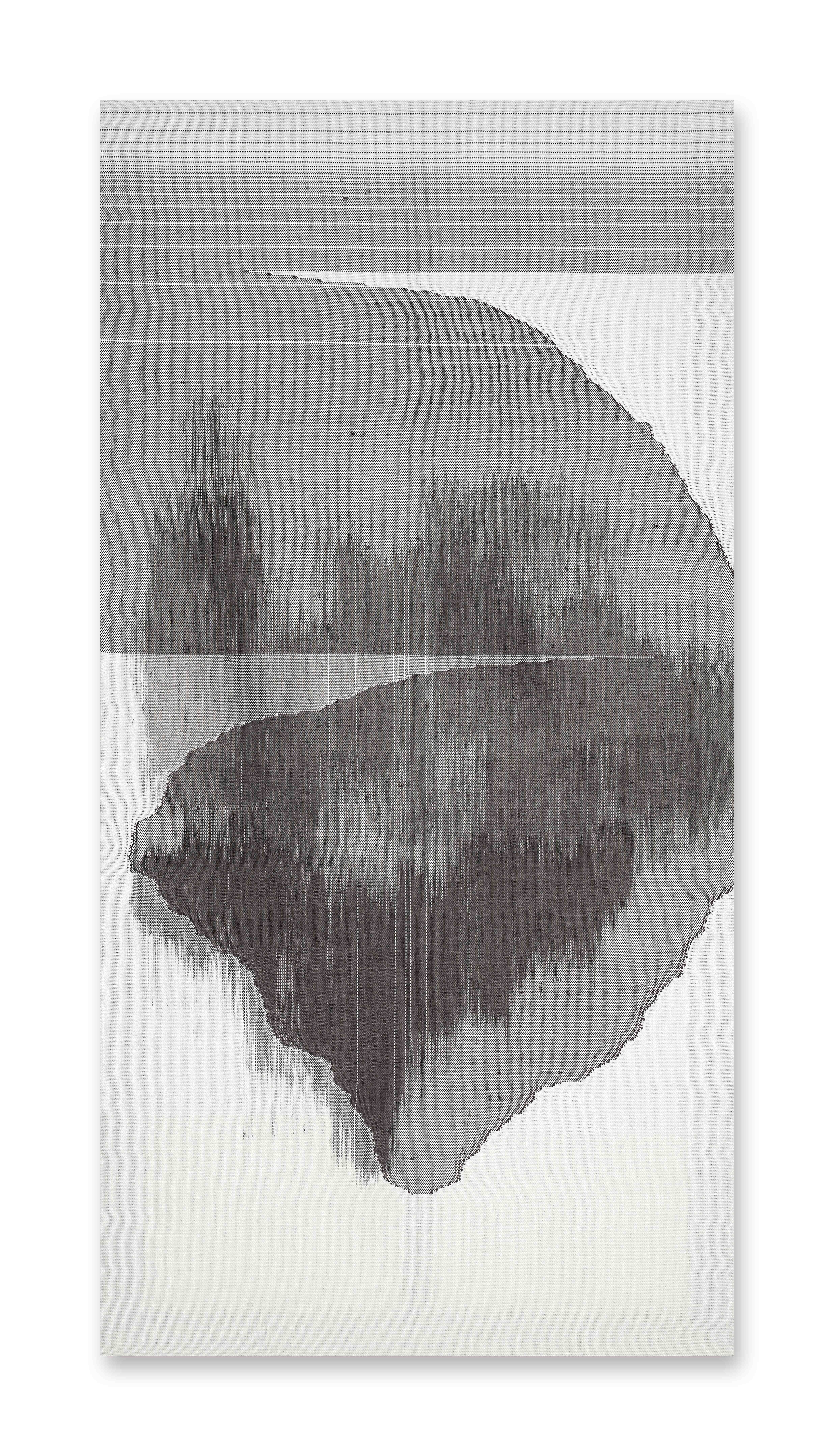 떠다니는 중재자-2 · 면사, 합성사, 염료 · 194x97cm · 2022 · Floating Intercessor-2 · cotton yarn, polyester yarn, dye · 차승언 · Cha Seungeon · (이미지 출처 = 갤러리샘) · (Source = Gallery Saem)​