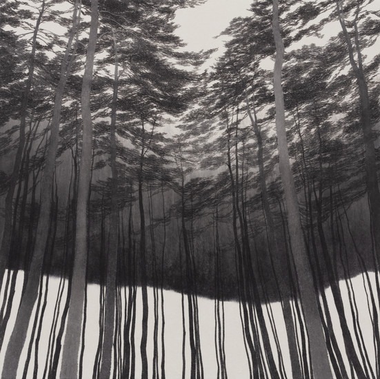 Moist snowscape · 한지에 수묵 · 72.7×72.7cm · 2022 · 권소영 · Kwon Soyoung · (이미지 출처 = 충무로갤러리) · (Source = chungmuro gallery)