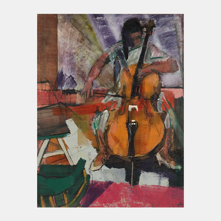 Cellist · Oil on canvas · 146 x 113 cm · 1963 · Cellist · Oil on canvas · 오천룡 · Oh Chunryong · (이미지 출처 = 가나아트) · (Source = Gana Art)