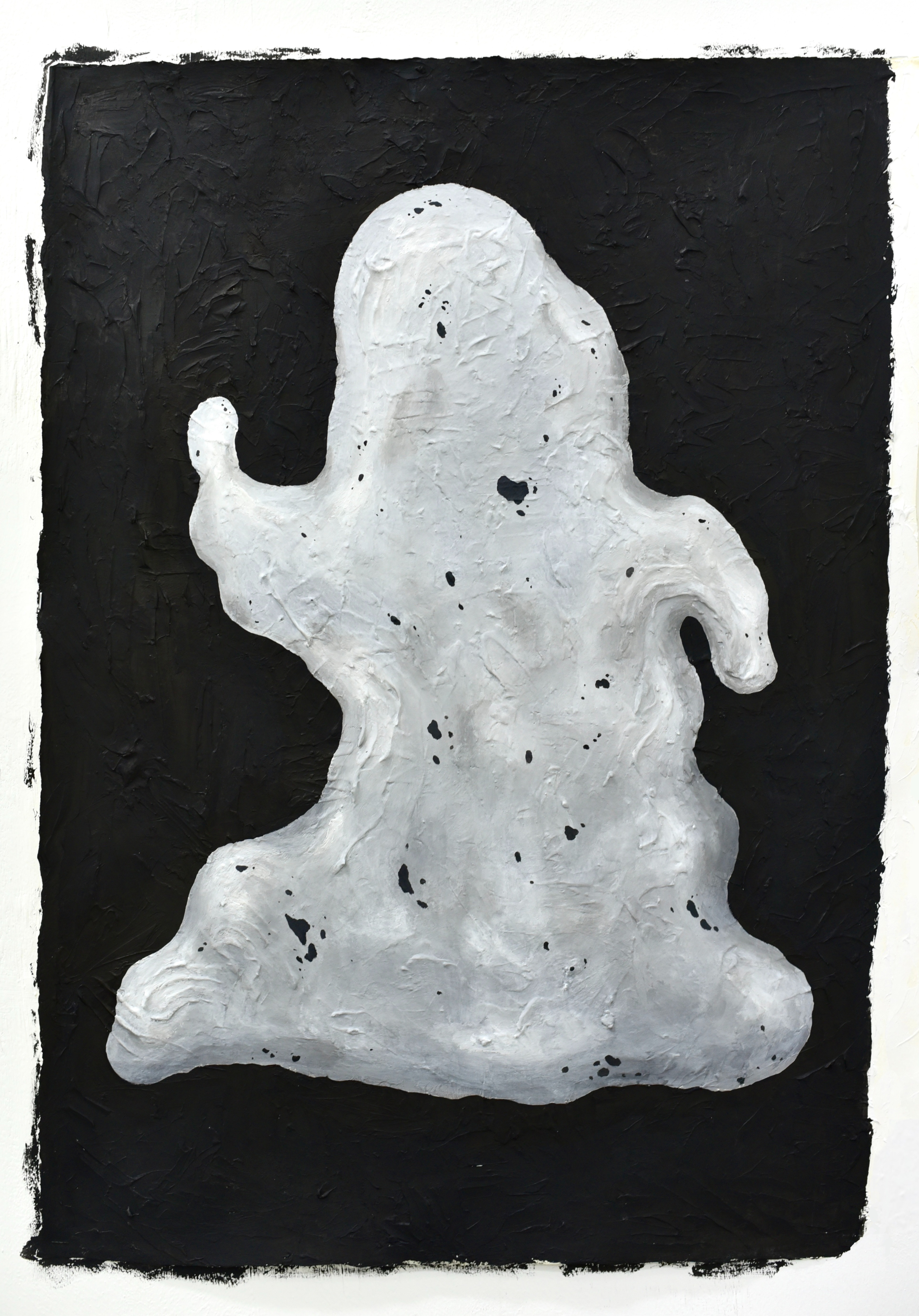 멋쩍은 댄스 · 장지에 젯소, 모델링 페이스트, 먹 · 76.5x54cm · 2022 · 성살몬 · Sung Salmon · (이미지 제공 = 아트 포 랩) · (Source = art for lab)