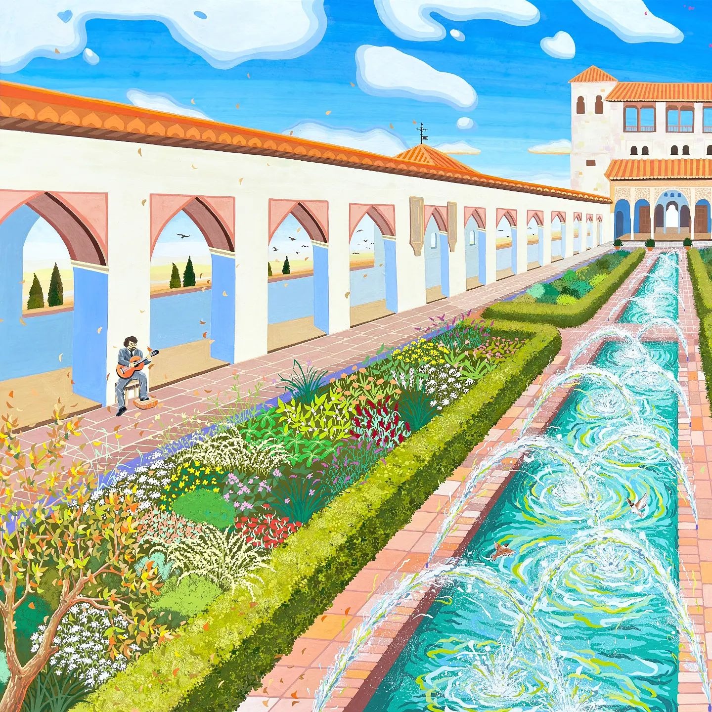 Memories of the Alhambra · 장지에 채색 · 2022 · 조은혜 · cho eunhye · (이미지 출처 = ​루트 갤러리) · (Source = Root art gallery)