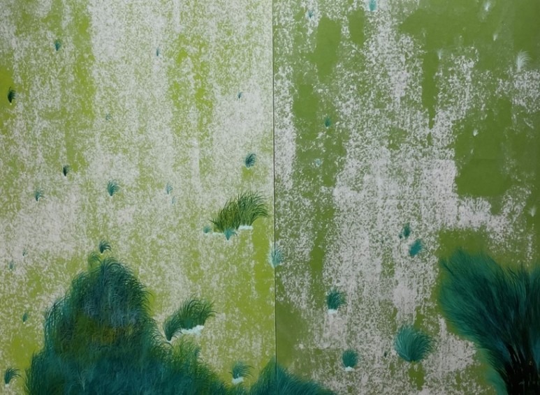 풀이둥둥 · 한지에 채색 · 120x160cm · 2022 · 하지혜 · Ha Jihye · ​(이미지 출처 = 이젤갤러리) · (Source = Easel Gallery)