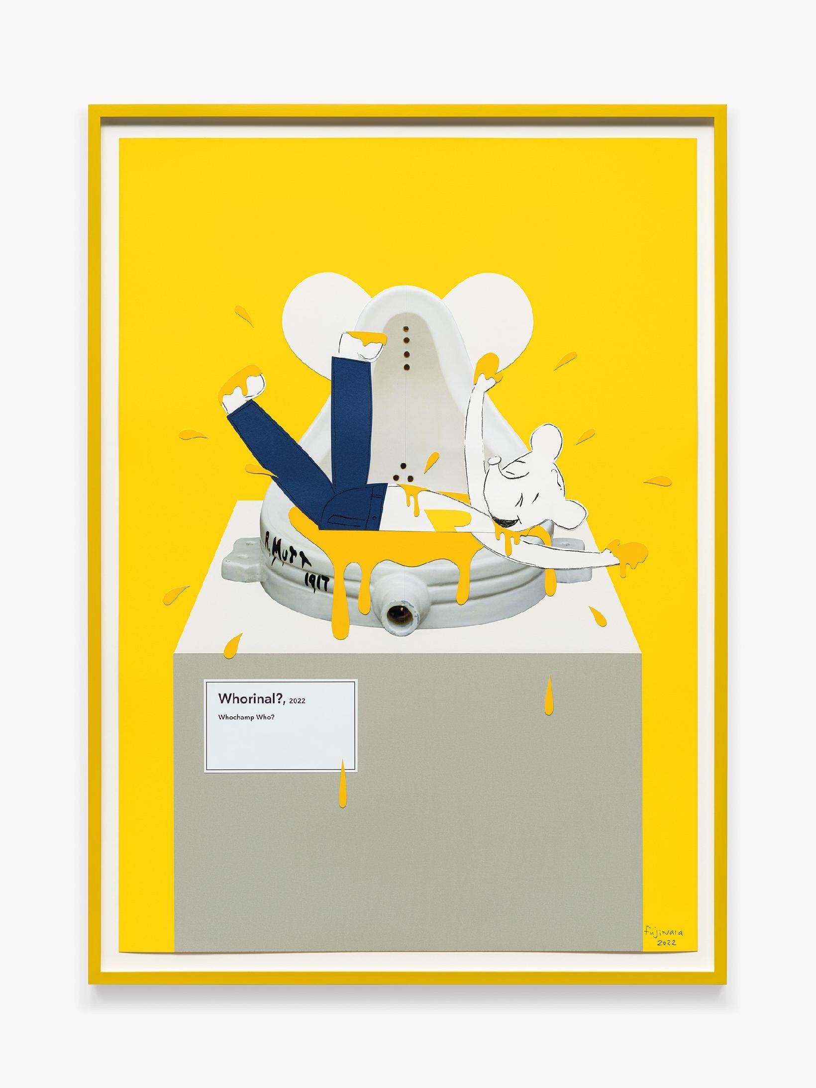 Who's Whorinal (Golden Days) · Collage of UV print, charcoal, colored paper · 96 x 68 cm · 2022 · Who's Whorinal (Golden Days) · Collage of UV print, charcoal, colored paper · 사이먼 후지와라 · Simon Fujiwara · (이미지 출처 = 갤러리현대) · (Source = galleryhyundai)