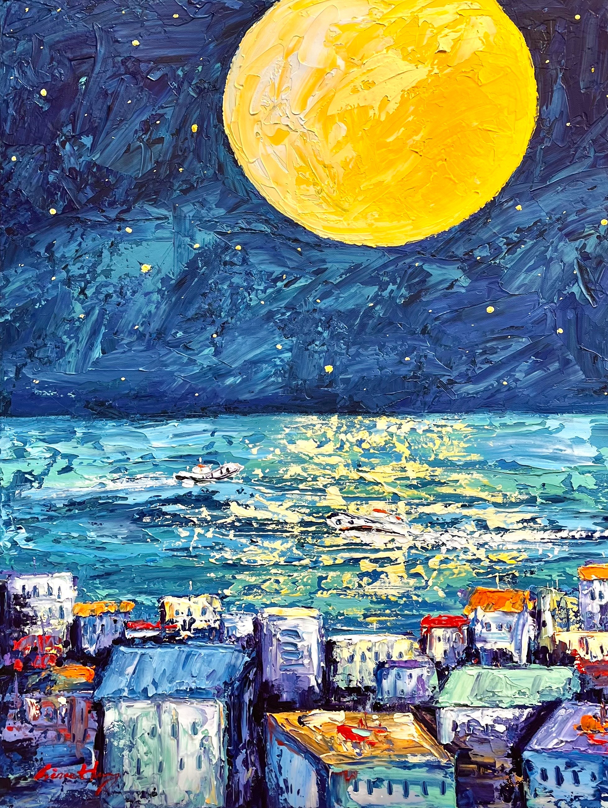 달밤 · Acrylic on canvas · 65x50cm · 2022 · 황신애 · Hwang Sinae · (이미지 제공 = 아트모아 갤러리) · (Source = artmoa Gallery)