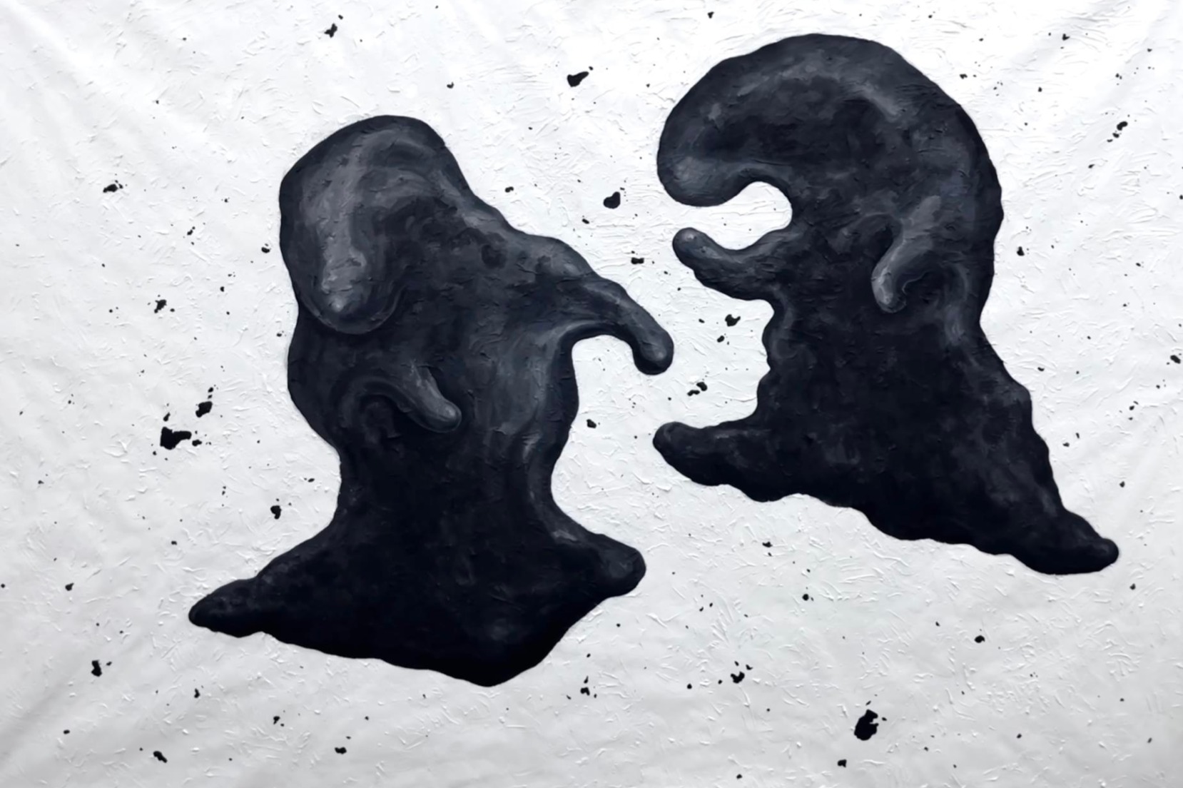 부랴부랴 댄스 · 장지에 젯소, 모델링 페이스트, 먹 · 200x149.7cm · 2022 · 성살몬 · Sung Salmon · (이미지 제공 = 아트 포 랩) · (Source = art for lab)