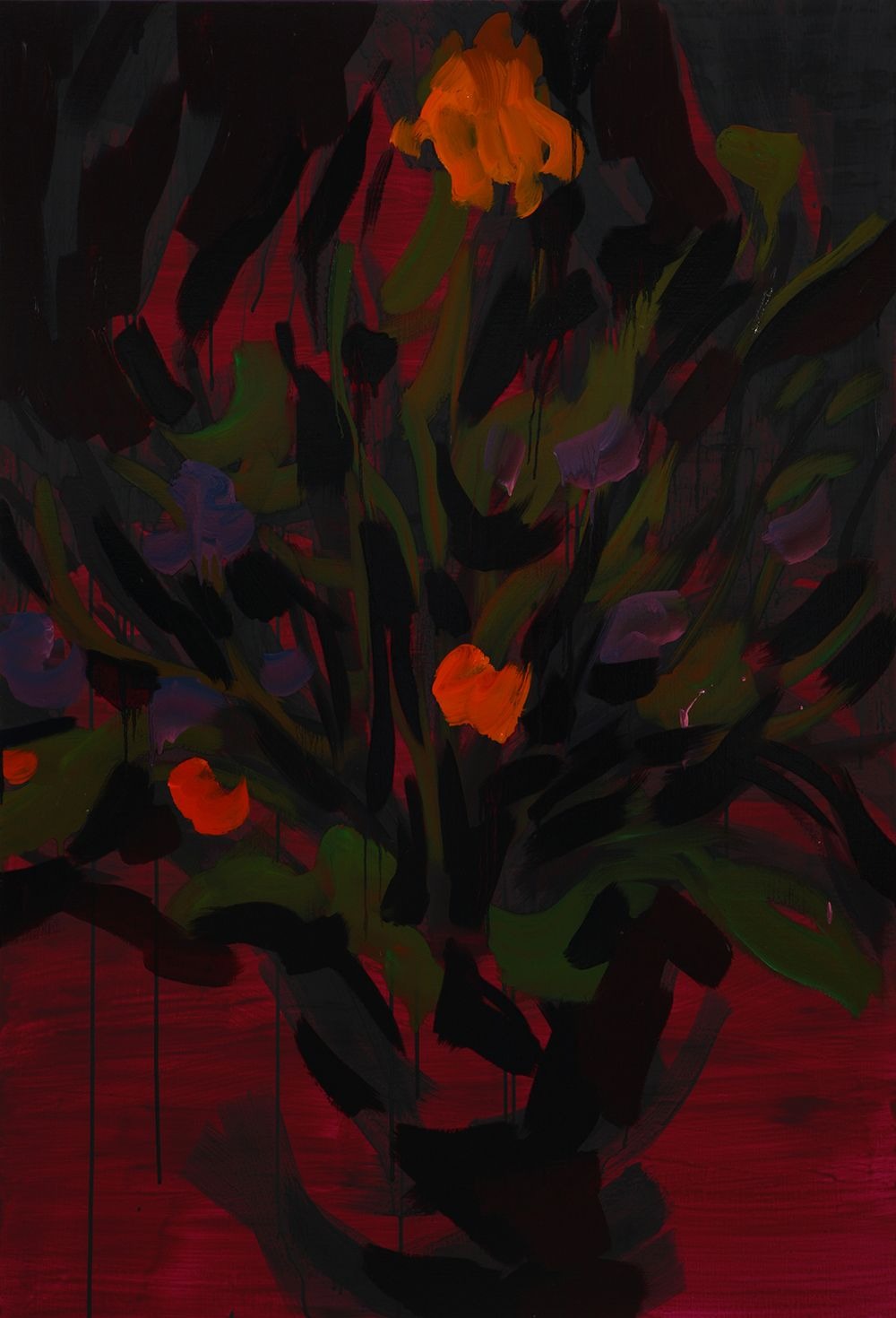 검은꽃 202304 · Acrylic and oil on canvas · 130.3×89.4cm · 2023 · Black Flowers 202304 · Acrylic and oil on canvas · 정직성 · Jeong Zikseong · (이미지 제공 = 페이지룸8) · (source = Pageroom8)