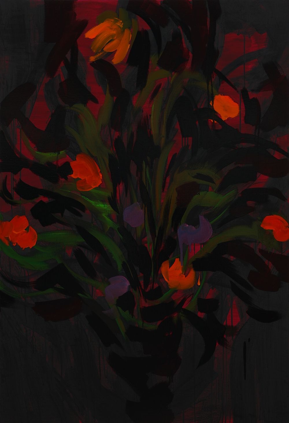 검은꽃 202305 · Acrylic and oil on canvas · 130.3×89.4cm · 2023 · Black Flowers 202305 · Acrylic and oil on canvas · 정직성 · Jeong Zikseong · (이미지 제공 = 페이지룸8) · (source = Pageroom8)