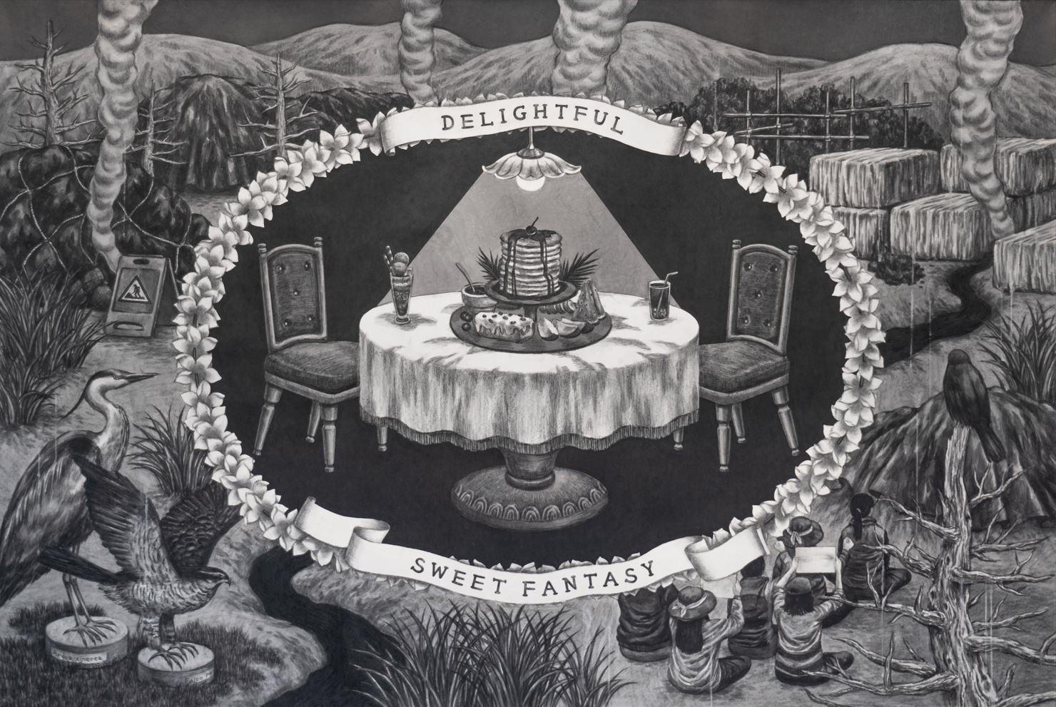 평범한 ■씨의 휴가 2 · 장지에 혼합매체 · 130x194cm · 2023 · 현승의 · Hyun Seung-ui · (이미지 제공 = 금호미술관) · (Image Source = kumhomuseum)