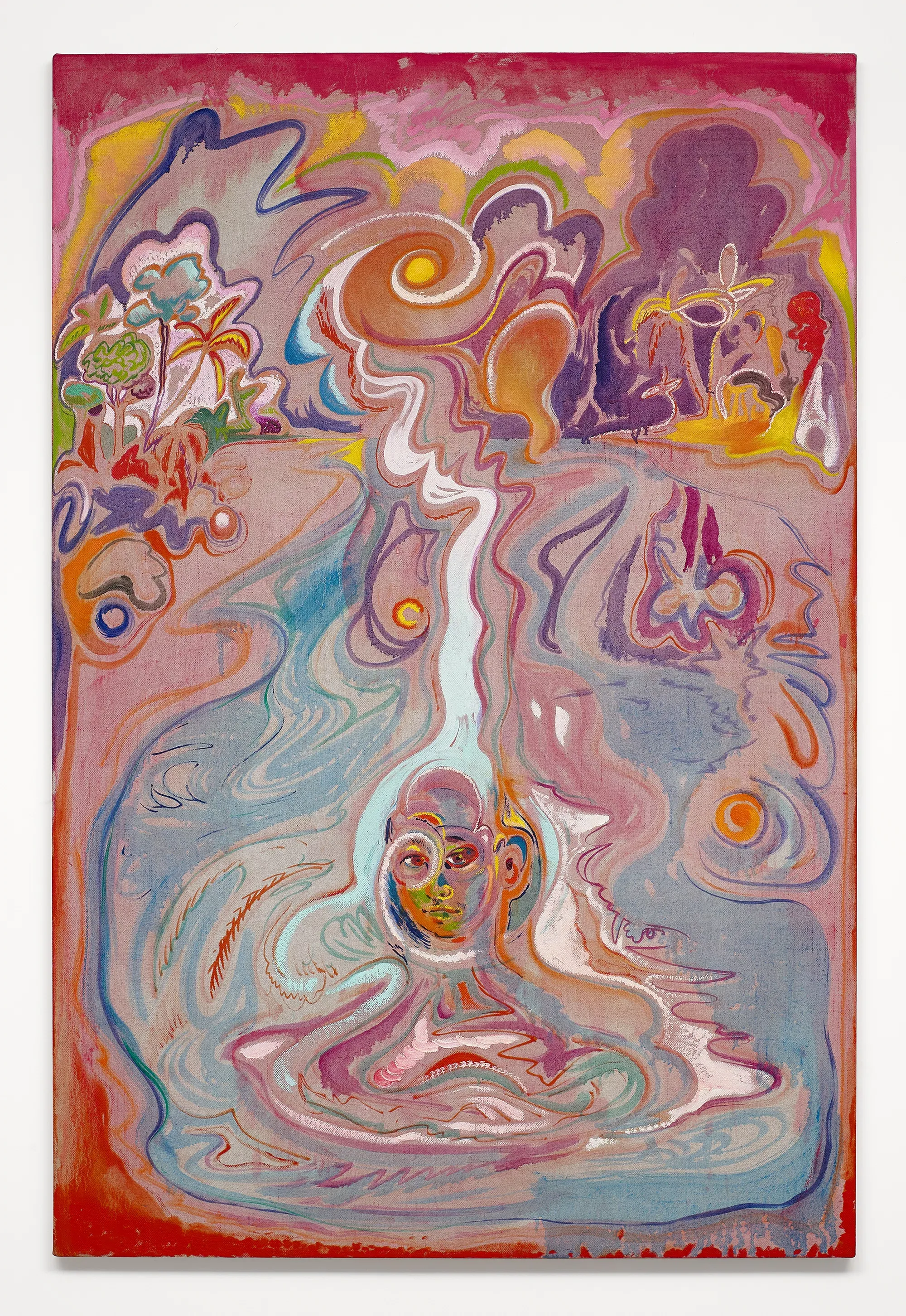 El Tropico Salta Y Su Chorro Invade Mi Cabeza · oil on linen · 183.5 cm × 122.5 cm × 3 cm · 2023 · El Tropico Salta Y Su Chorro Invade Mi Cabeza · oil on linen · 알레한드로 피네이로 베요 · Alejandro Piñeiro Bello · (이미지 출처 = 페이스 갤러리) · (Image Source = pace gallery)