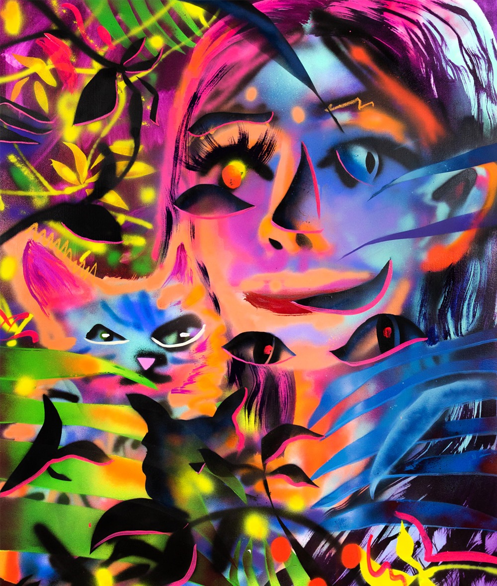 Cat and Girl · Oil and acrylic on canvas · 2023 · Cat and Girl · Oil and acrylic on canvas · Natalie Westbrook · Natalie Westbrook · (이미지 출처 = 에브리데이몬데이) · (Source = EM Gallery)