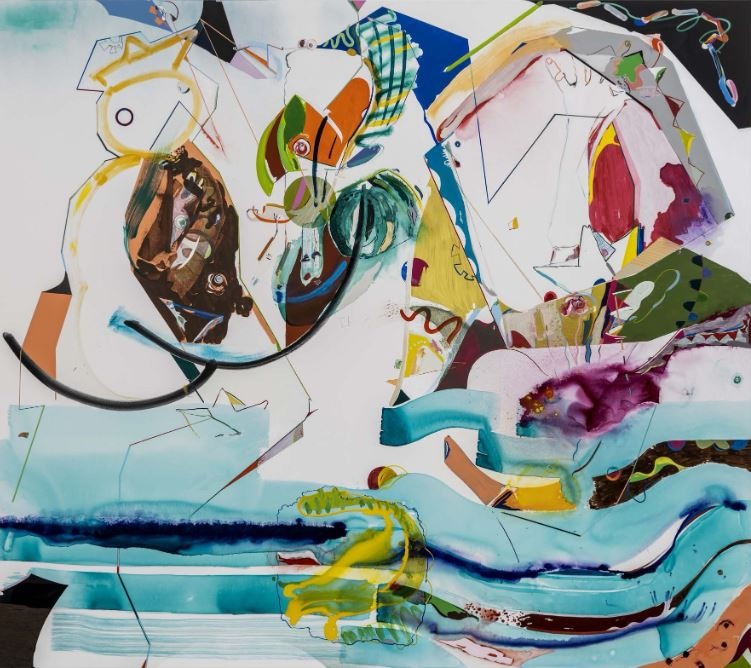 Mr.Snowman doesn't have a ball · Acrylic, spray paint, color pencil, and graphite on canvas · 185 x 208 cm · 2022-2023 · Mr.Snowman doesn't have a ball · Acrylic, spray paint, color pencil, and graphite on canvas · 정영도 · Young Do Jeong · (이미지 출처 = pkm갤러리) · (Image Source = pkm gallery)