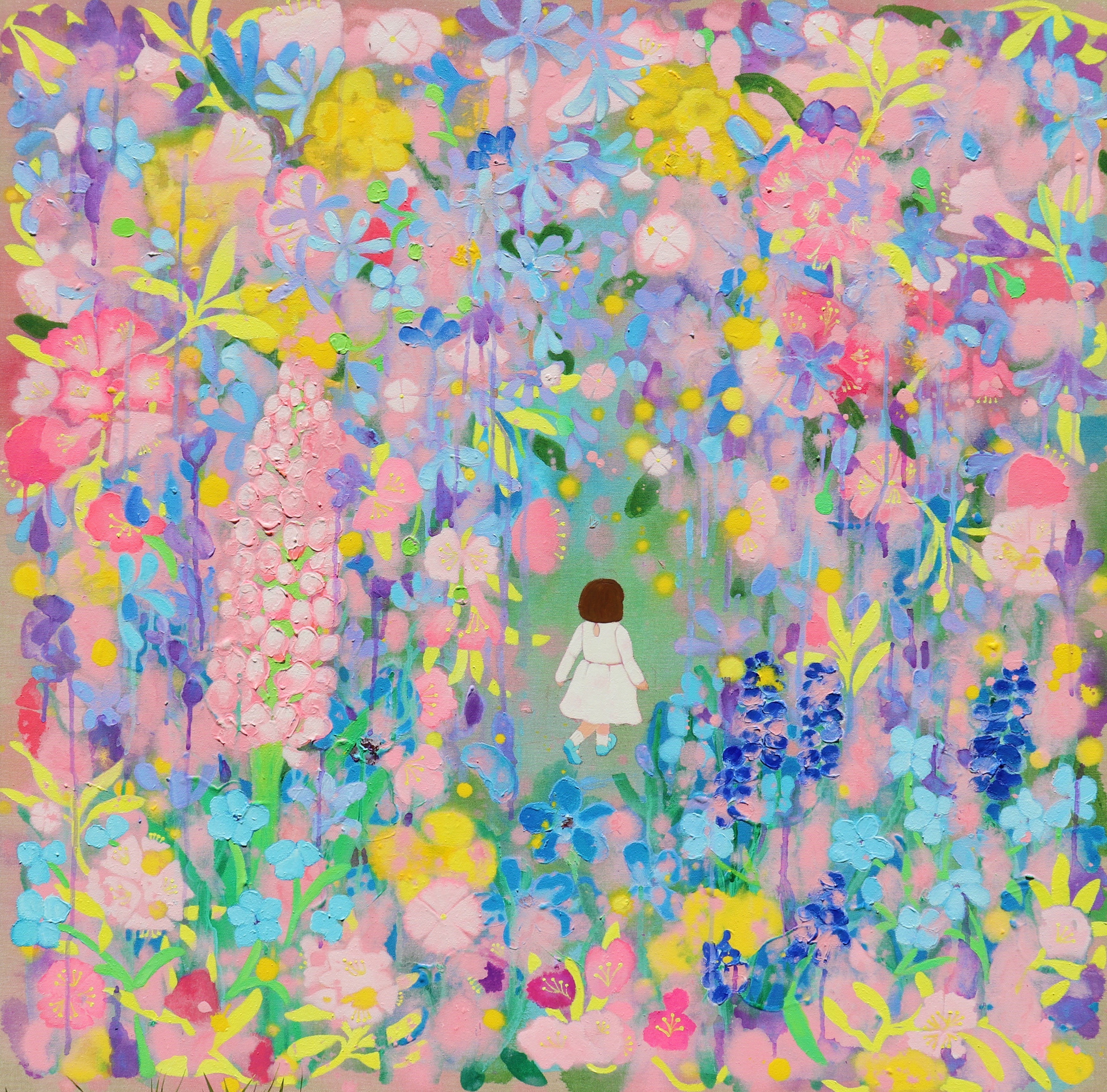 들판에서 · 린넨에 아크릴채색 · 91x91cm · 2023 · 김한울 · Kim Hanul · (이미지 제공 = 리갤러리) · (Source = Lee Gallery)