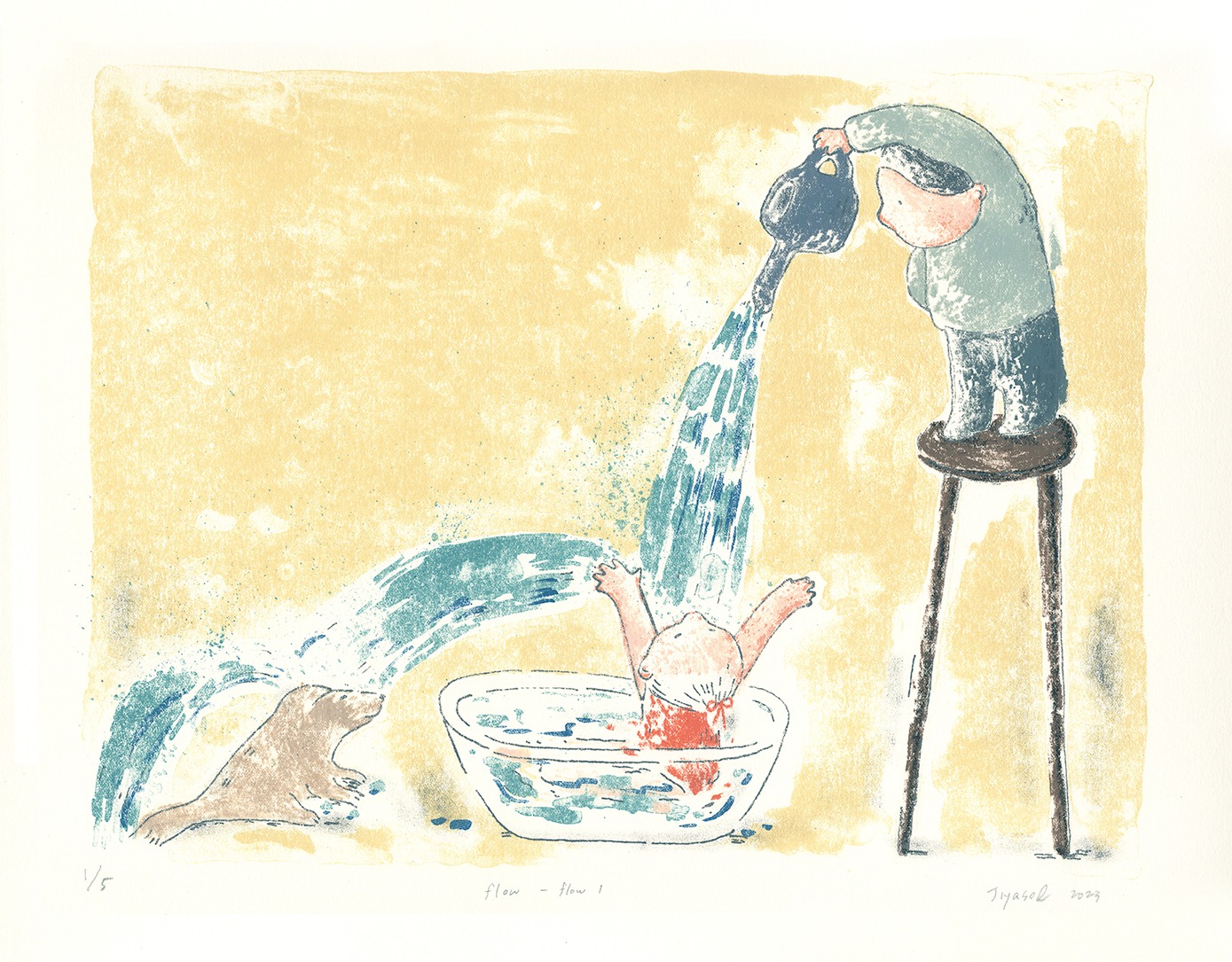 flow- flow1 · 석판화 · 40 x 49 cm · 2023 · flow- flow1 · Lithograph · 지야솔 · Jiyasol · (출처 = 페이지룸8) · (Source = pageroom8)