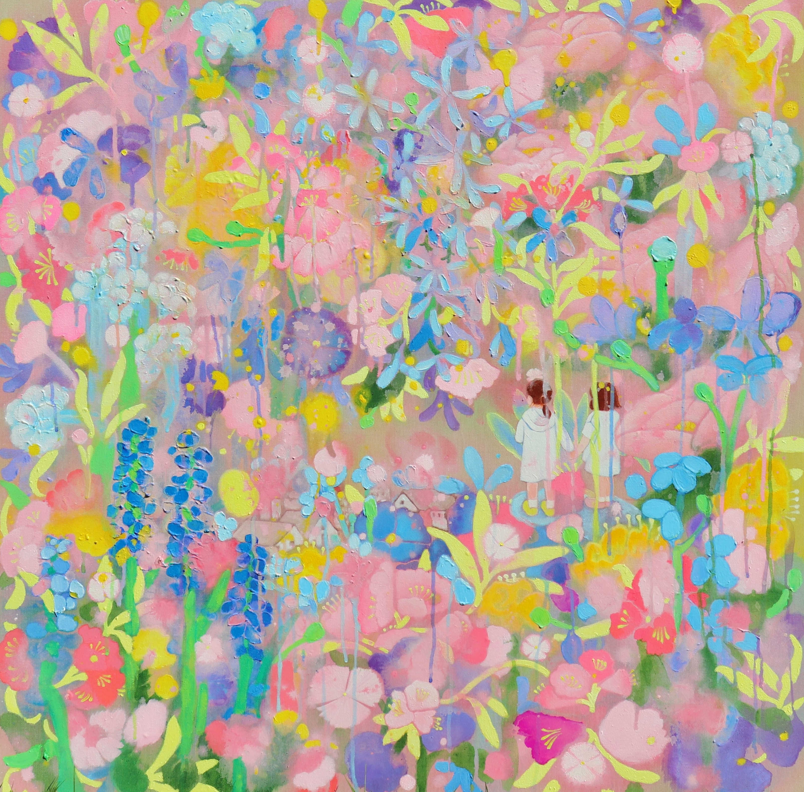 들판에서(두사람) · 린넨에 아크릴채색 · 91x91cm · 2023 · 김한울 · Kim Hanul · (이미지 제공 = 리갤러리) · (Source = Lee Gallery)