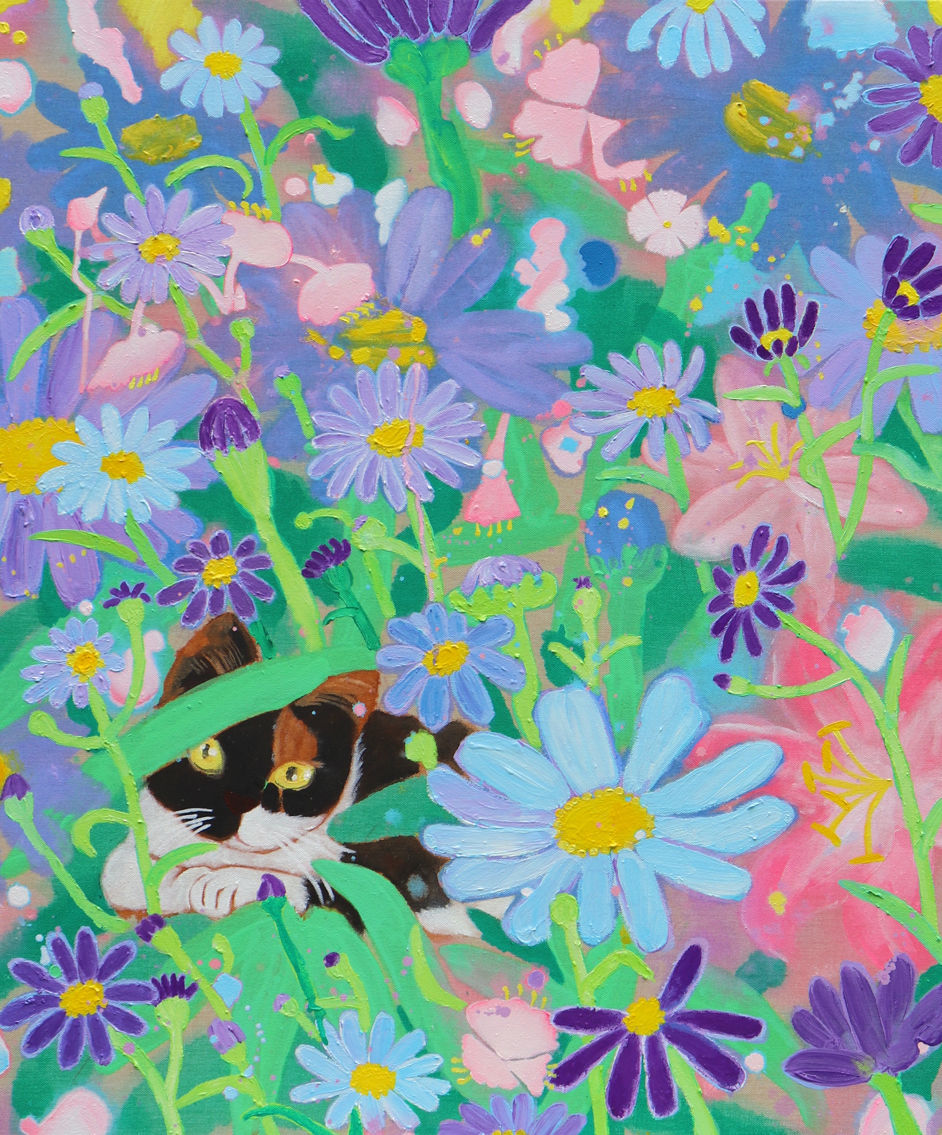 고양이 · 린넨에 아크릴채색 · 72.7x60.6x5cm · 2023 · 김한울 · Kim Hanul · (이미지 제공 = 리갤러리) · (Source = Lee Gallery)