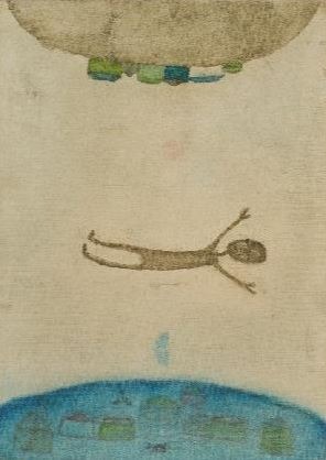 마을과 아이 · 캔버스에 유화 물감 · 33.2x24.2cm · 1976 · 장욱진 · Chang Ucchin · (이미지 출처 = 국립현대미술관) · (Image Source = MMCA)