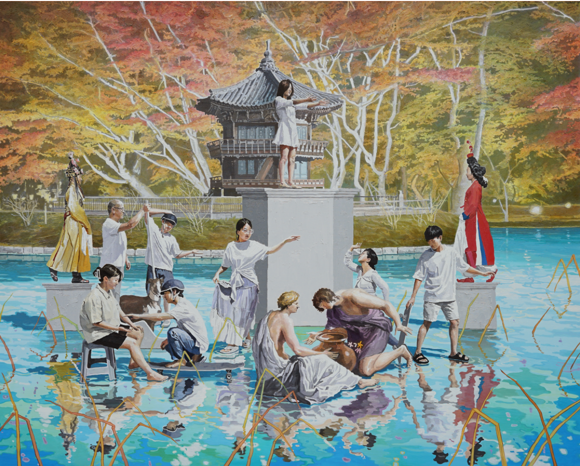 Tea for Two · oil on canvas · 130x162cm · 2023 · Tea for Two · oil on canvas · 윤상윤 · Yoon Sang Yoon · (출처 = 아뜰리에아키) · (Source = AtelierAki)