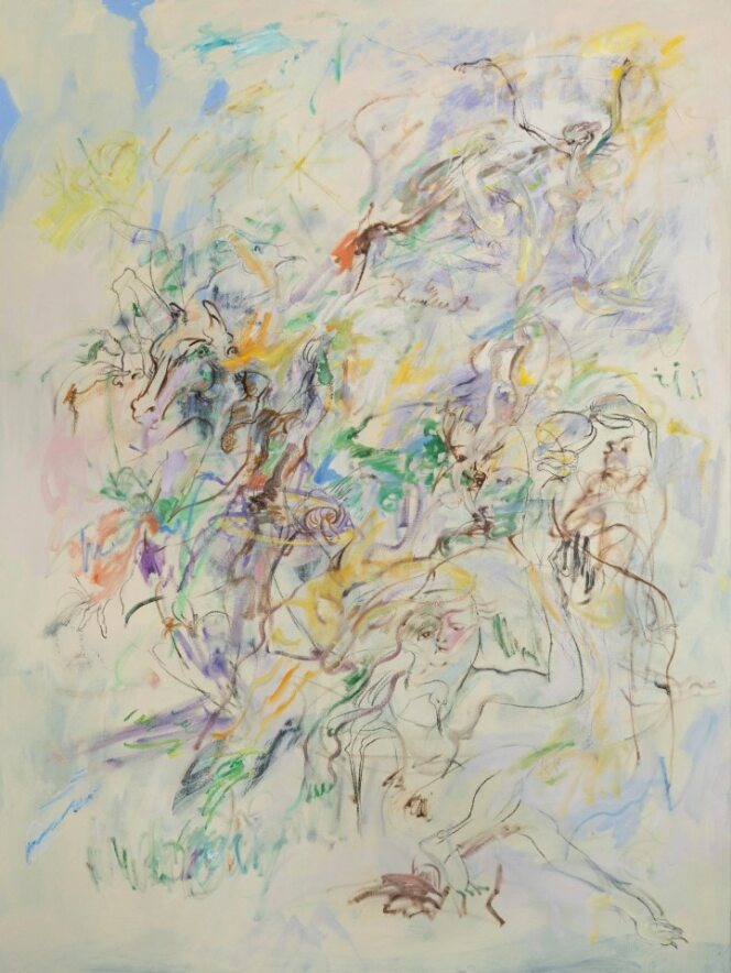 docile_body_xl_i · oil and charcoal on canvas · 198 x 147 x 5cm · 2023 · docile_body_xl_i · oil and charcoal on canvas · 우쟈루 · Wu Jiaru · (이미지 제공 = P21) · (Image Source = P21)