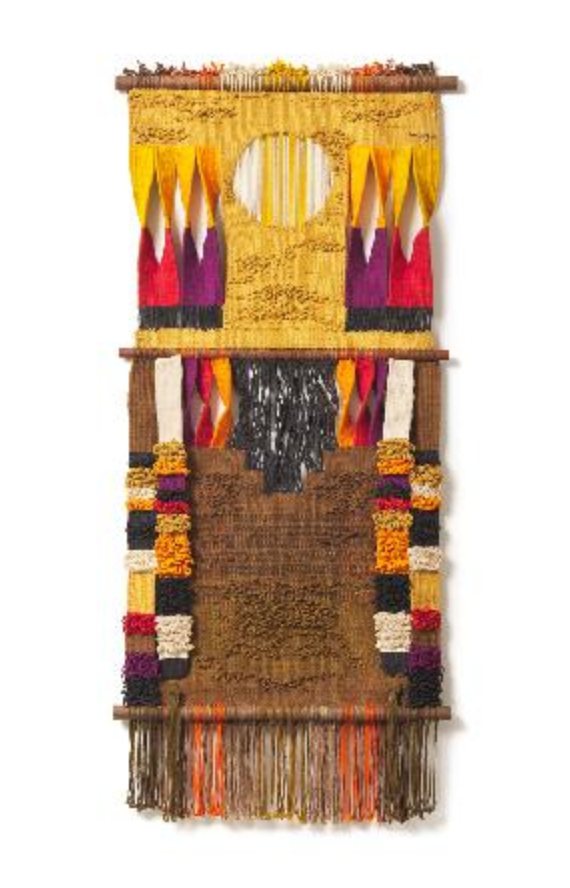 숲 · 면에 면사, 마사, 나무, 태피스트리 · 144x63 cm · 1972 · Forest · Cotton, linen thread and wood; tapestry · 이신자 · Lee ShinJa · (출처 = 국립현대미술관) · (Source = MMCA)