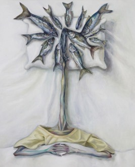 잠든 물고기 여인의 아침 · 캔버스에 유채 · 130x162.2cm · 2016 · 채다온 · (이미지 제공 = 아트포랩) · (Image Source = artforlab)