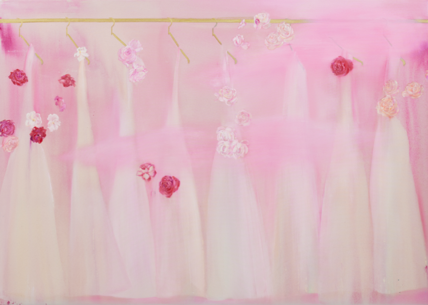 Pink Roses and Clouds Closet · acrylic and oil on canvas · 162x227.3cm · 2023 · Pink Roses and Clouds Closet · acrylic and oil on canvas · 미도리 사토 · Midori Sato · (출처 = 가나아트) · (Source = Gana Art)