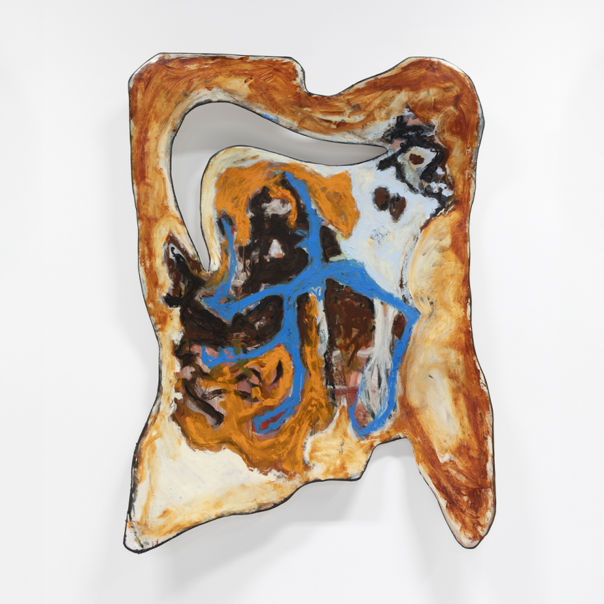 Kibitzer · Fiberglass, Resin, Wood, Cardboard, Charcoal, Oil Paint · 188 x 137.2 x 20.3 cm · 2023 · Kibitzer · Fiberglass, Resin, Wood, Cardboard, Charcoal, Oil Paint · 에르네스토 버고스 · Ernesto Burgos · (출처 = 가나아트) · (Source = Gana Art)