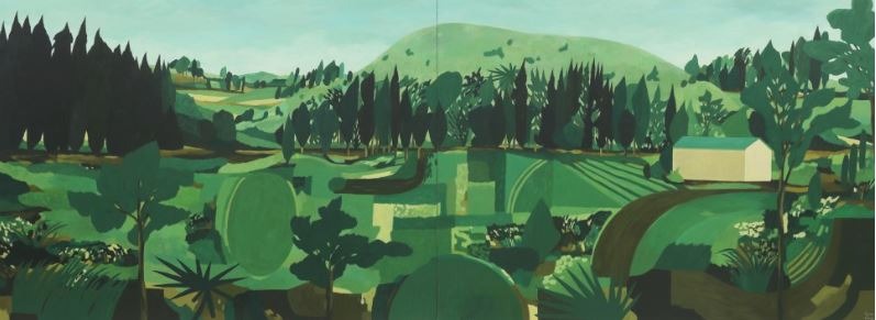 온화한 만개 · 장지에 과슈 · 97 x 260 cm · 2023 · 김현수 · Kim Hyunsoo · ​(이미지 출처 = 맥화랑) · (Image Source = gallery mac)