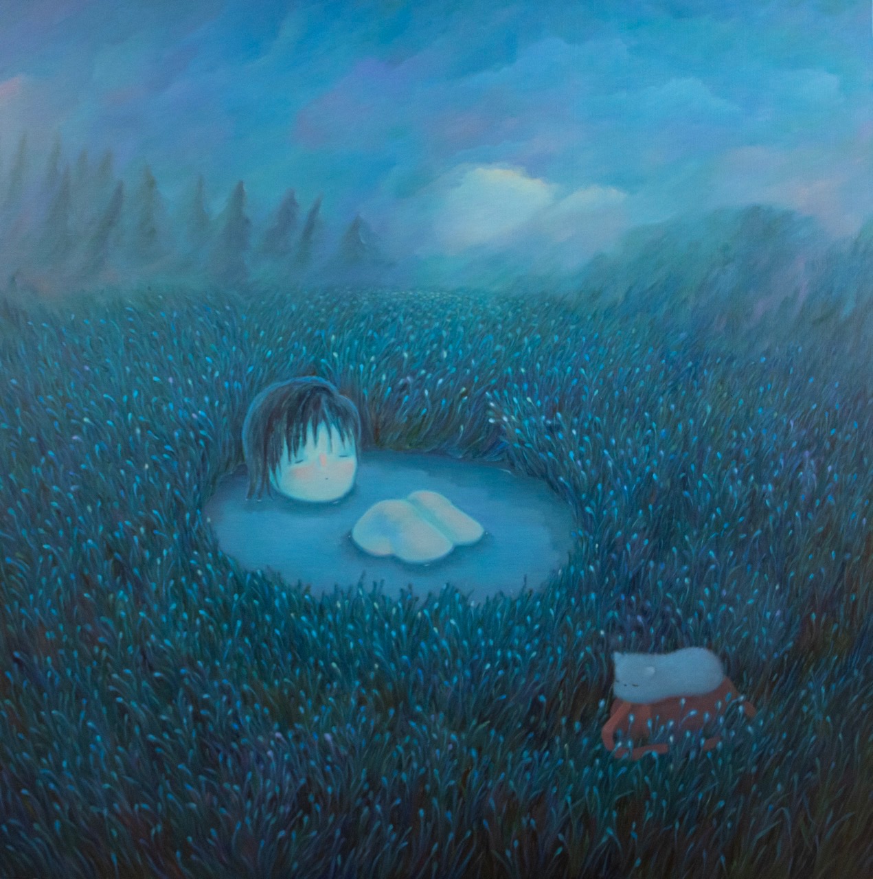 나의 안전지대 · oil on canvas · 130x130cm · 2023 · 김슬기 · (출처 = 갤러리 센텐스)