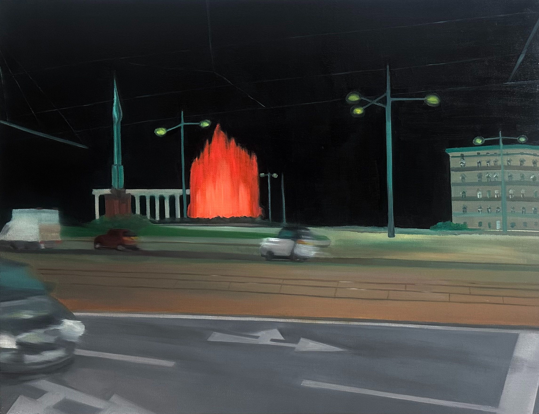 Our False Fire on Road · Oil on canvas · 53 x 41 cm · 2023 · Our False Fire on Road · Oil on canvas · 황유 · Hwang-yu · (이미지 출처 = 아르띠앙서울) · (Image Seoul = artianseoul)