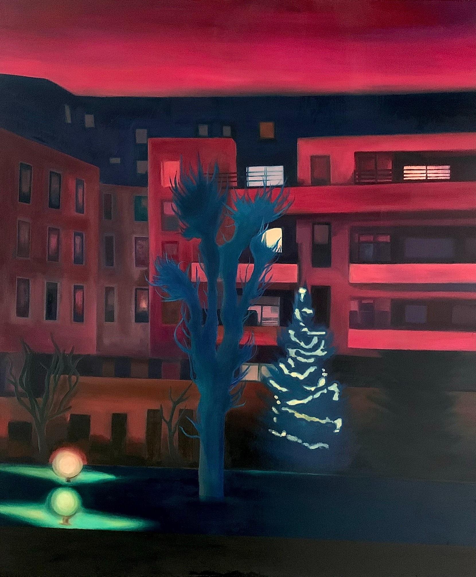 Christmas Outside the Window · Oil on paper on panel · 60.6 x 72.7 cm · 2022 · Christmas Outside the Window · Oil on paper on panel · 황유 · Hwang-yu · (이미지 출처 = 아르띠앙서울) · (Image Seoul = artianseoul)