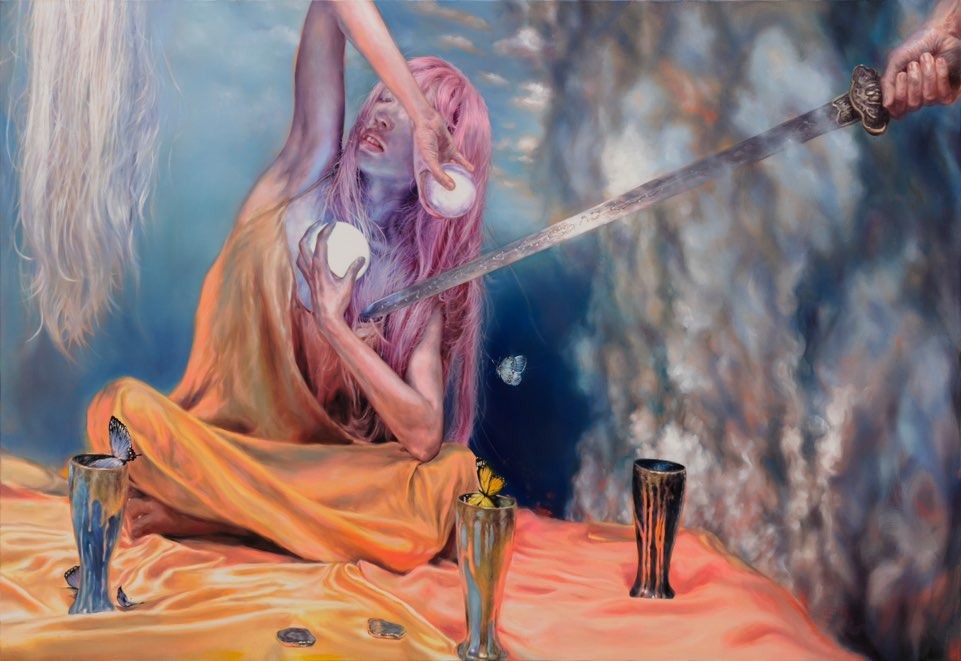 My eau My liquid My shell · oil on canvas · 112.1 x 162.2cm · 2022 · My eau My liquid My shell · oil on canvas · 아윤아 · Ayuna · (이미지 출처 = 아텔) · (Image Source = artel)