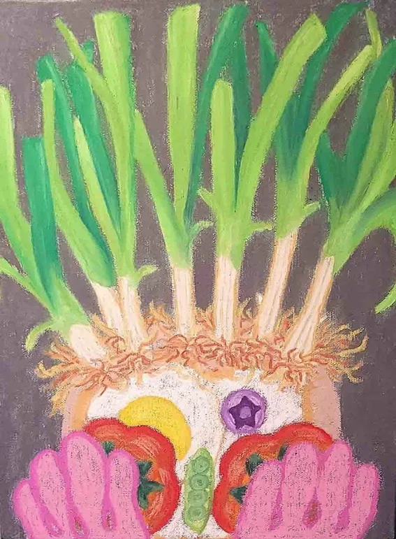 깜짝이야! · Paint and oil pastel on canvas · 27.3x34.8cm · 2023 · surprise · Paint and oil pastel on canvas · 엉이 · Eong Yi · (이미지 출처 = H아트브릿지) · (Image Source = h artbridge)