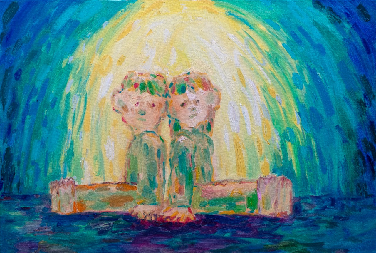 빛이 비출 때 · oil on canvas · 60.5x91cm · 2023 · When the Light Shines · oil on canvas · 콰야 · Qwaya · (출처: 이길이구갤러리) · (Source = 2gil29 Gallery)