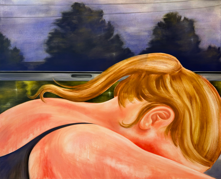 Sunblind · Oil on canvas · 135cm x 165cm · 2023 · Sunblind · Oil on canvas · Megan Menzies · Megan Menzies · (이미지 출처 = LKIF 갤러리) · (Image Source = LKIF GALLERY)