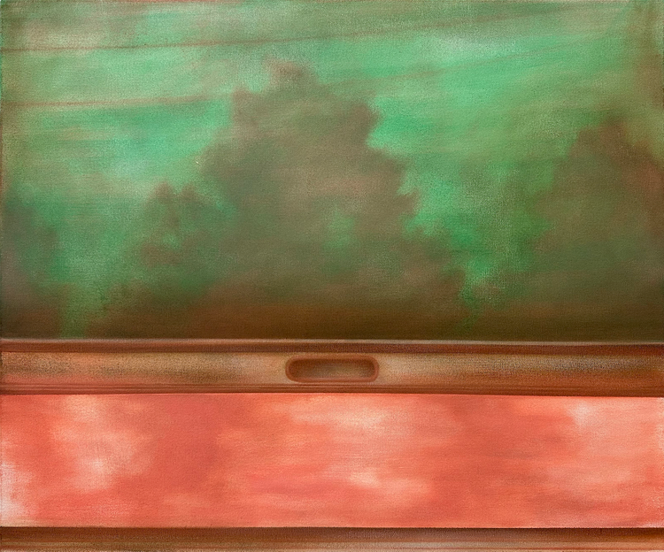 Green Screen · Oil on canvas · 50cm x 60cm · 2023 · Green Screen · Oil on canvas · Megan Menzies · Megan Menzies · (이미지 출처 = LKIF 갤러리) · (Image Source = LKIF GALLERY)