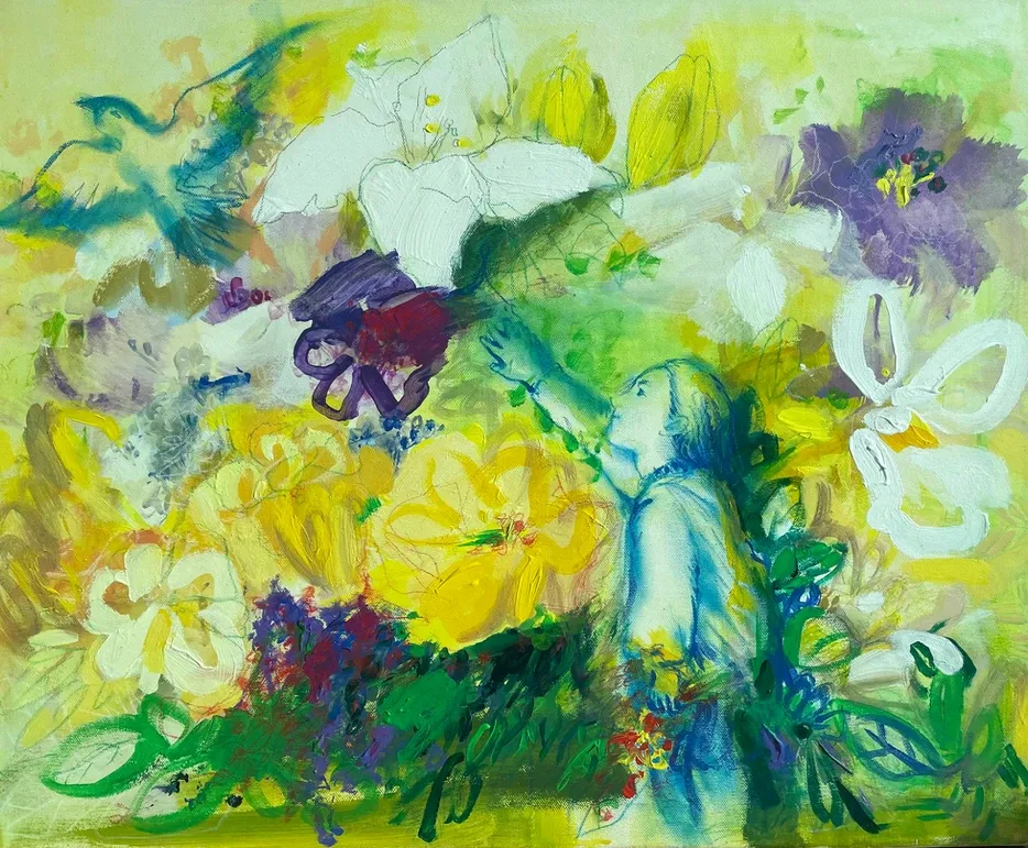 Absence in the garden (1) · Acrylic on canvas · 60.6x50.0cm · 2023 · Absence in the garden (1) · Acrylic on canvas · 이미숙 · (이미지 출처 = H아트브릿지) · (Imagea Source = H artbridge)