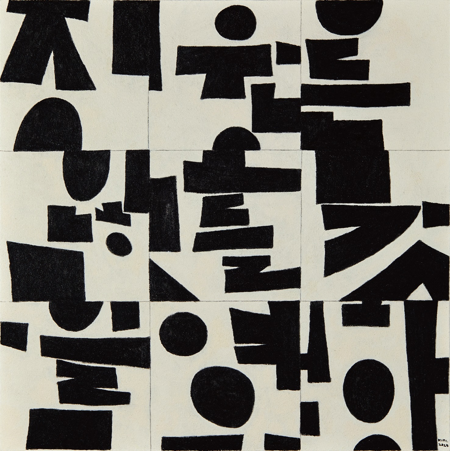 영원하지 않을 이 모든 것들 · Acrylic and Conte on canvas · 91 x 91cm · 2024 · Acrylic and Conte on canvas · 키미 · (출처 = 히피한남)