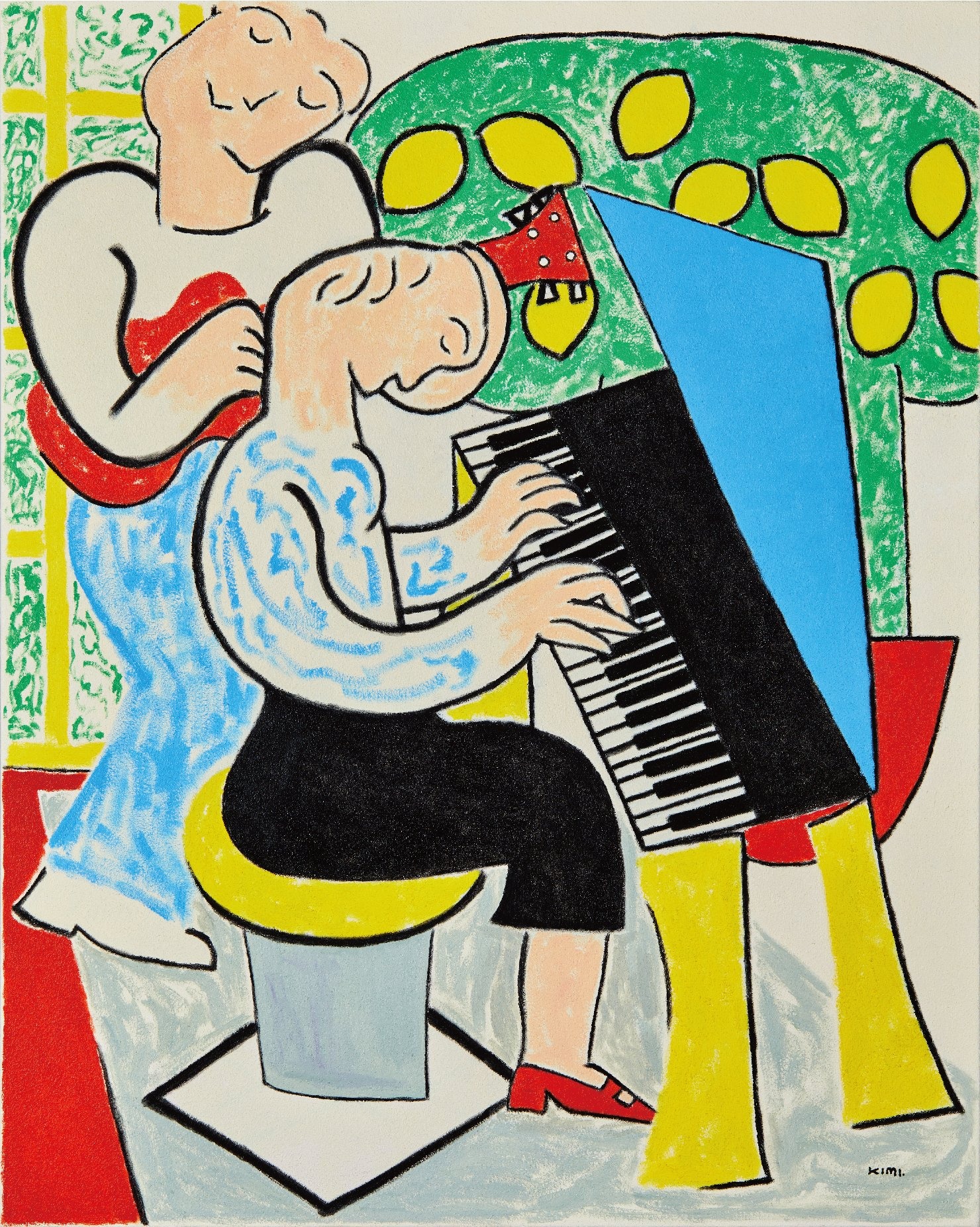 LOVE SONG · Acrylic and Conte on canvas · 72.7 x 90.9cm · 2024 · LOVE SONG · Acrylic and Conte on canvas · 키미 · (출처 = 히피한남)