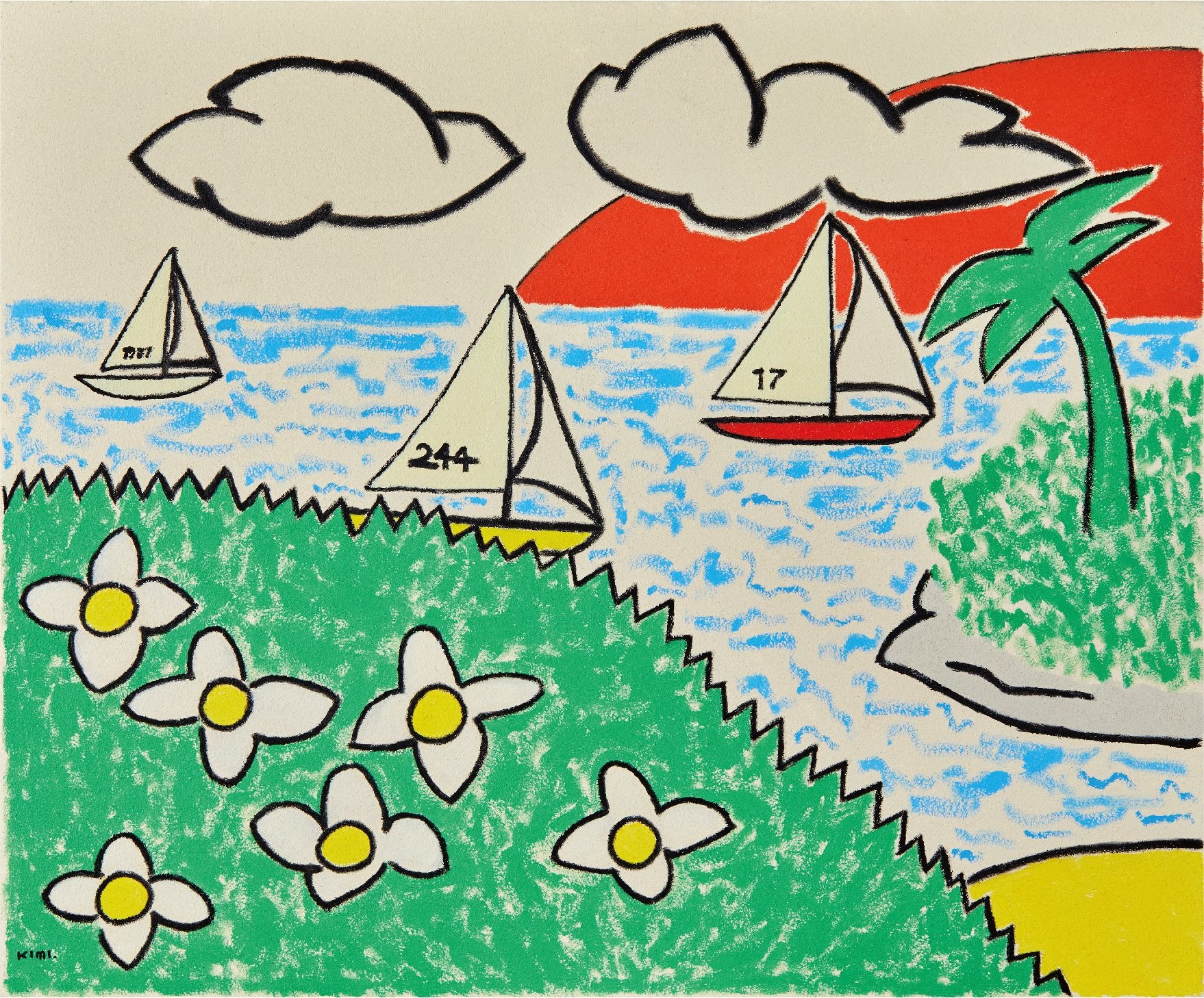 지중해1 · Acrylic and Conte on canvas · 72.7 x 60.6cm · 2024 · Acrylic and Conte on canvas · 키미 · (출처 = 히피한남)