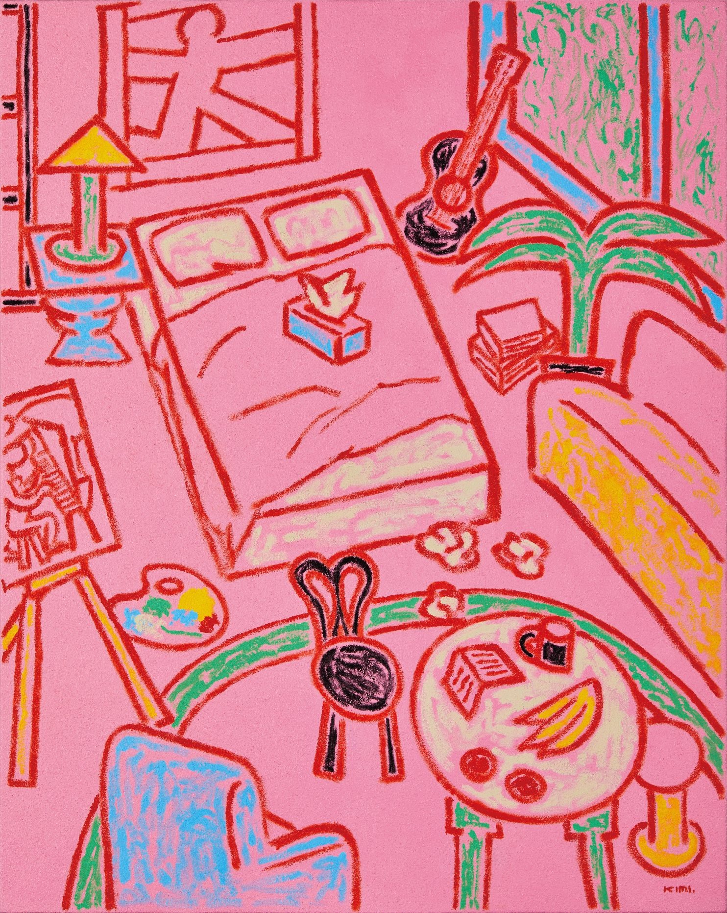 영원하지 않을 슬픔 · Acrylic and Conte on canvas · 72.7 x 90.9cm · 2024 · Acrylic and Conte on canvas · 키미 · (출처 = 히피한남)