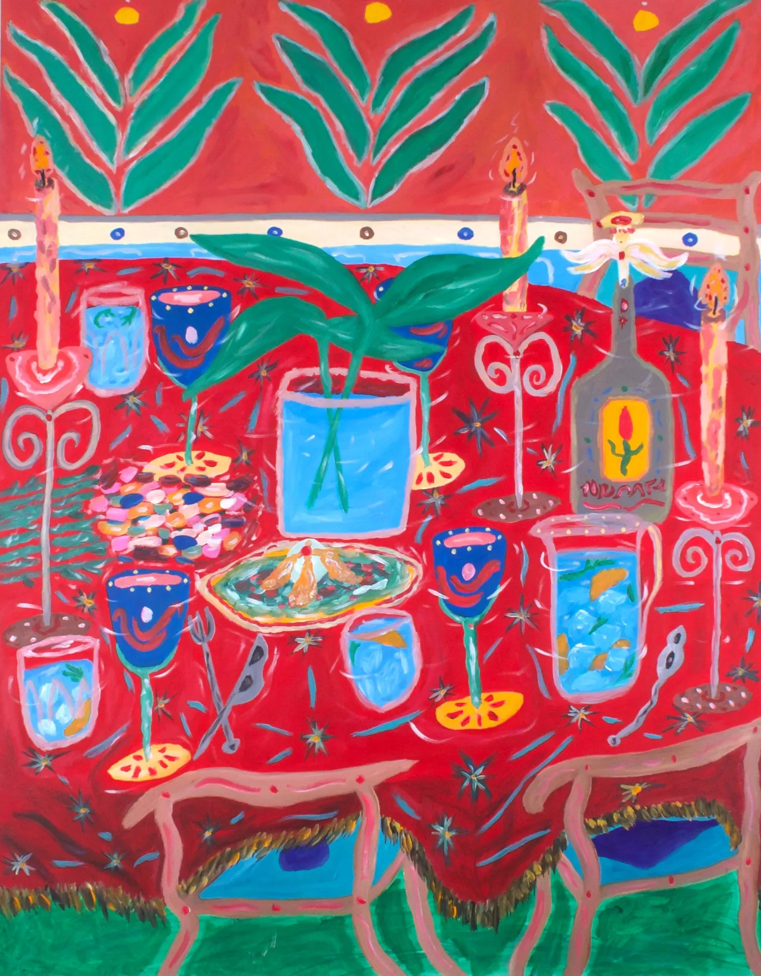 정원의 만찬 Feast in the Garden, Red · Acrylic on canvas · 116.8cm x 92cm · 2024 · Acrylic on canvas · 헤르시 · (이미지 출처 = 이길이구갤러리)