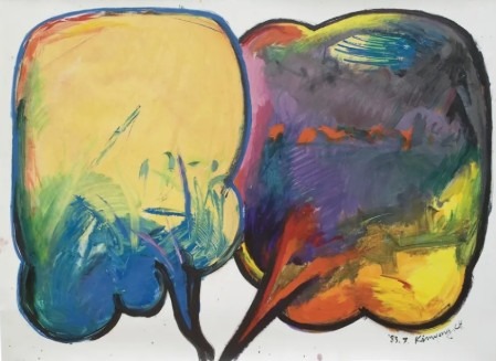 김용철, <서울 1983 말풍선>중 일부, 1983, 아크릴 온 폴리토일, 종이보드, 가변 설치