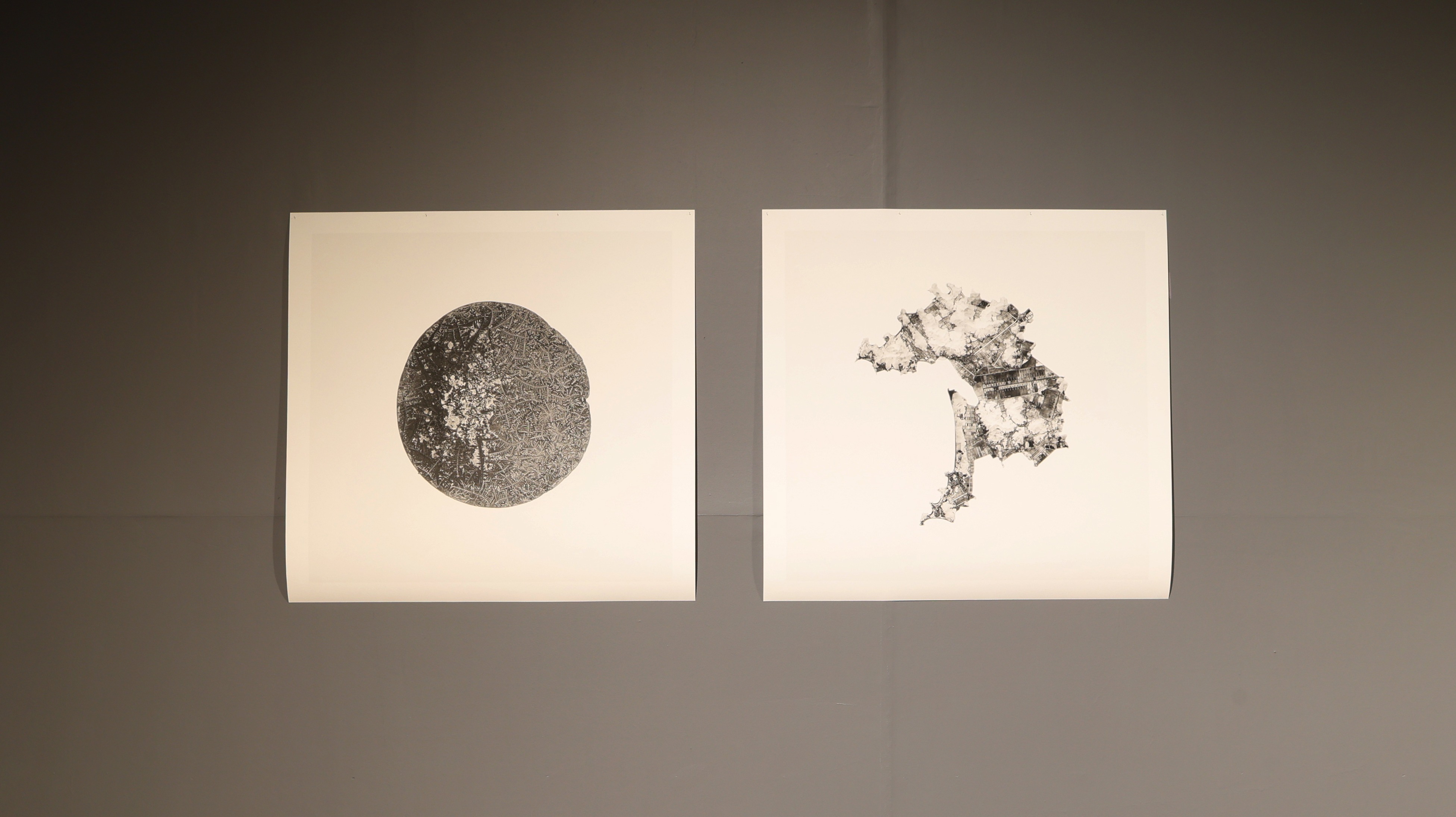 관계 속에서_ 증도 · 하네뮬레 종이에 디지털 잉크젯 프린트 · 2점 연작,200x90cm · 2025