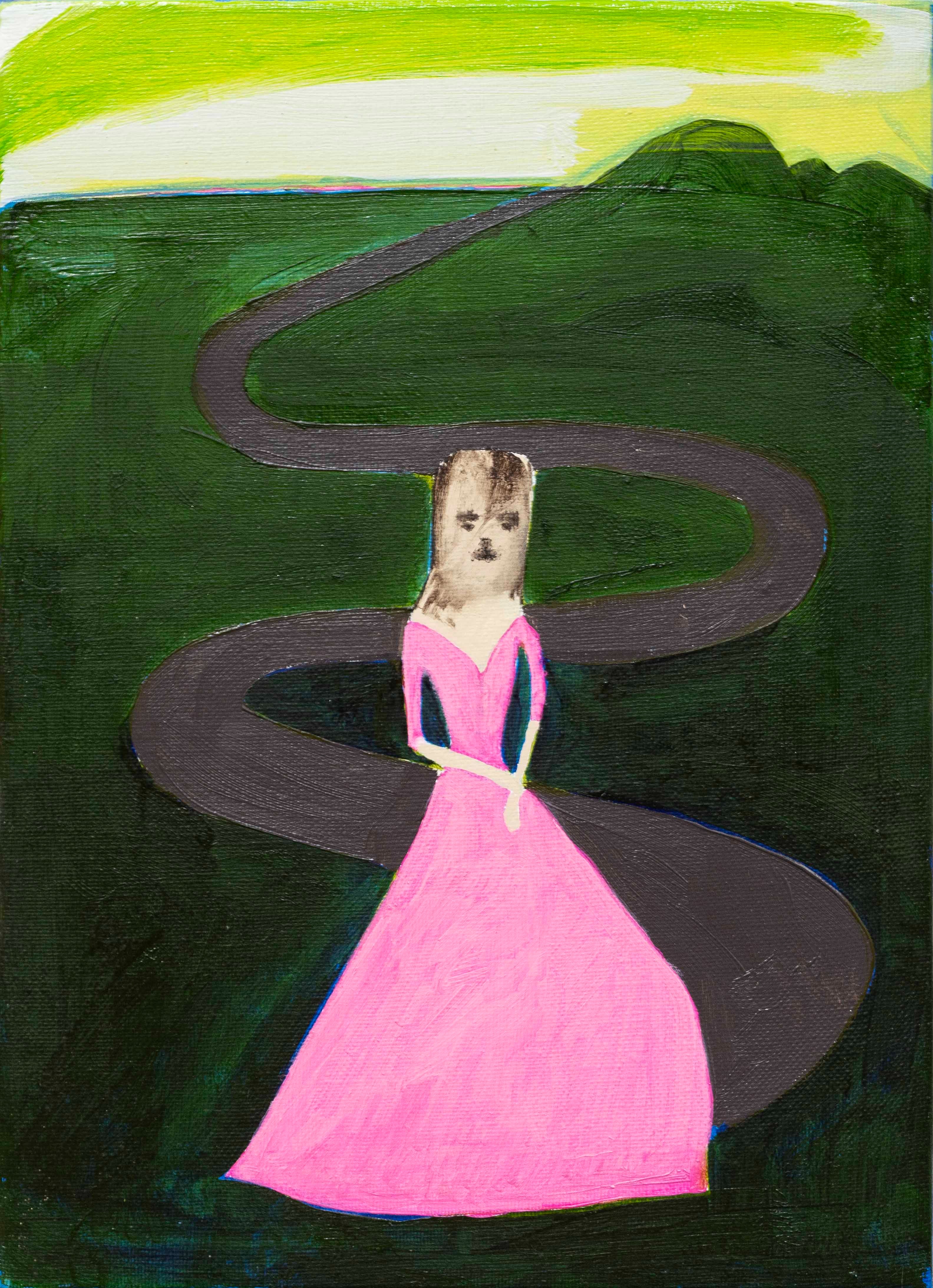 핑크드레스를 입은 삽살개 · 캔버스에 유채 · 33x24cm · 2025 · 김중옥 · 출처 및 제공: 지우헌