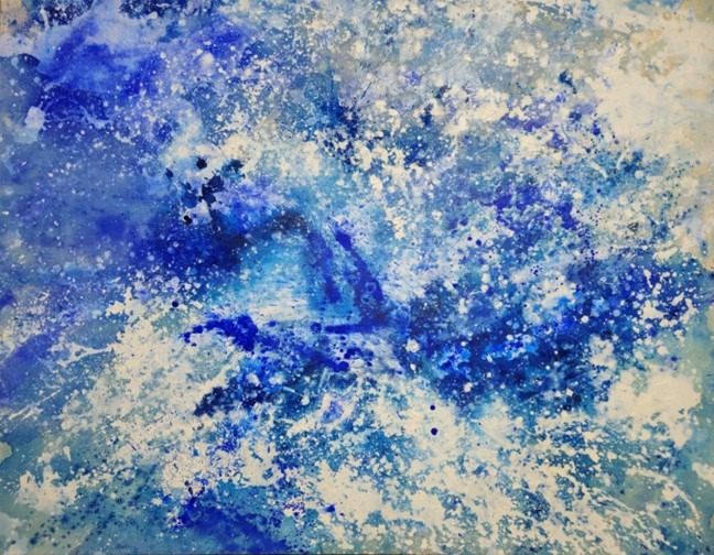 지혜영,  흐트러짐 속 상쾌함 no.1, 2025, 광목천에 혼합재료, 91 × 117 cm · 출처 및 제공: 금산갤러리