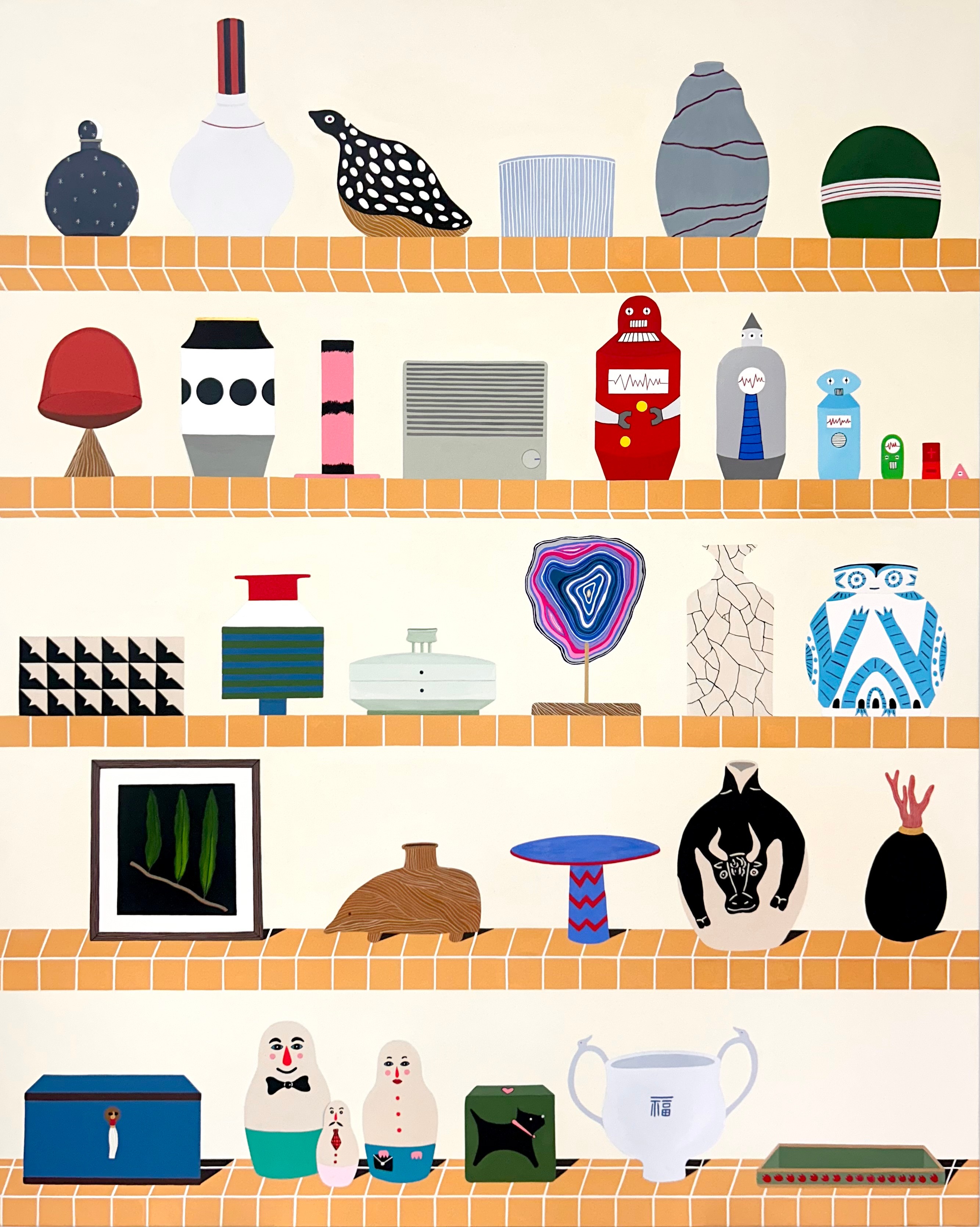 (물건들의 수다) · 아르쉬지위에 혼합재료 · 100x80.3cm · 2025 · Chatter of Things · 로지박
